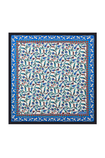 Black Tulip Carnation Pattern Silky Pocket Square 