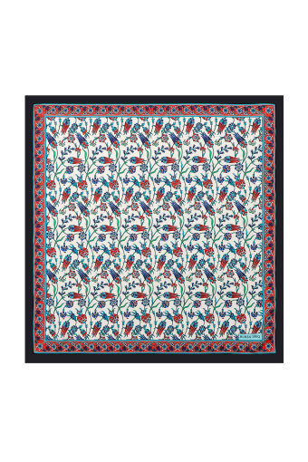 Black Tulip Pattern Silky Pocket Square 