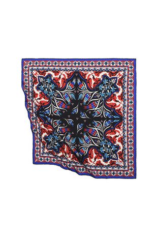 Black Turkish Pattern Cintemani Carnation Pattern Silky Square Scarf 
