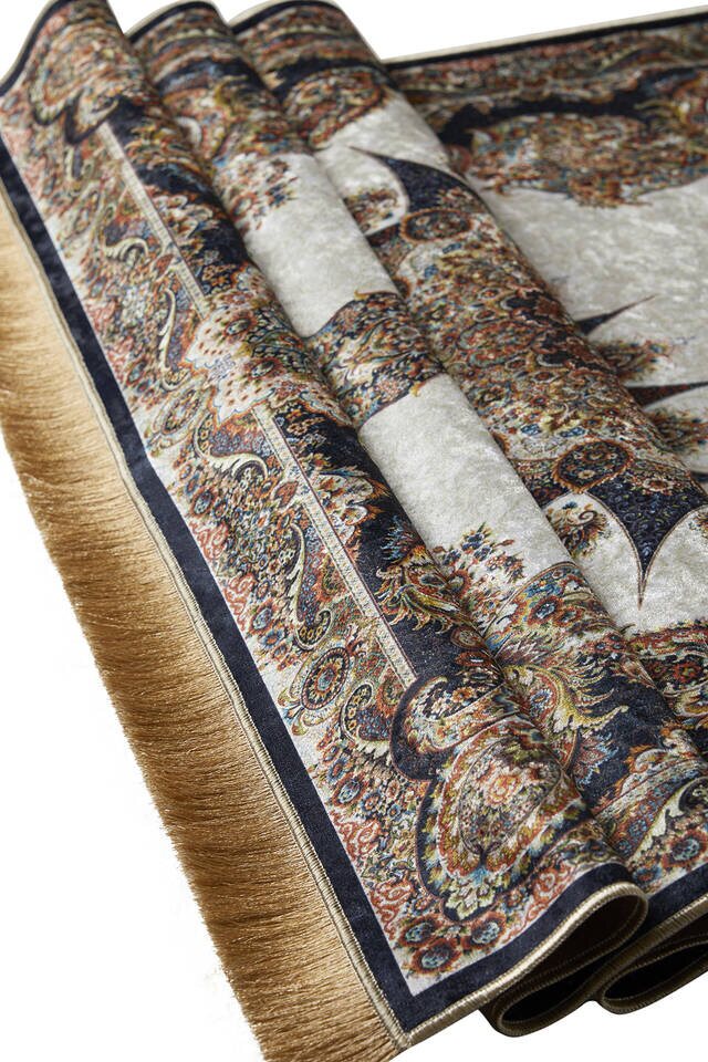 Black Velvet Carpet Prayer Rug - 3