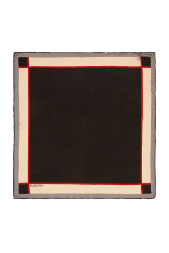 Black Wide Border Plain Silk Pocket Square 