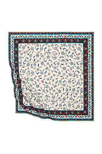 Black Wildflower Pattern Silky Square Scarf 