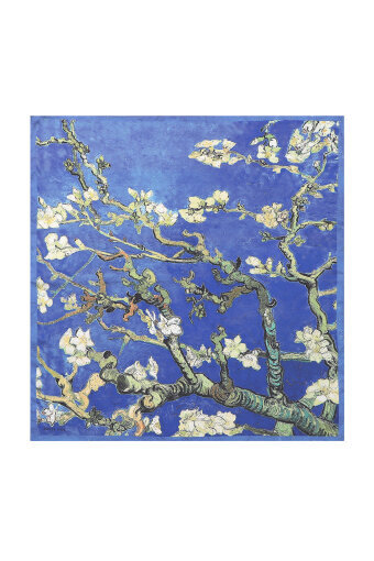 Blue Almond Blossom Pattern Silky Pocket Square 