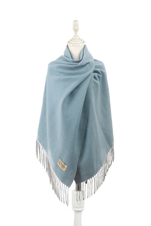 Blue Beige Double Sided Winter Shawl 