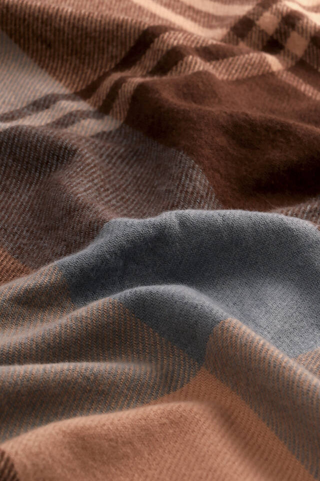 Blue Brown Patterned Winter Shawl - 4