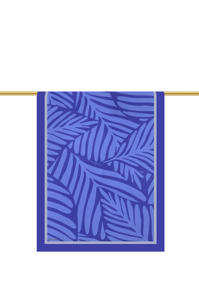 Blue Crop Pattern Twill Silk Scarf - 3
