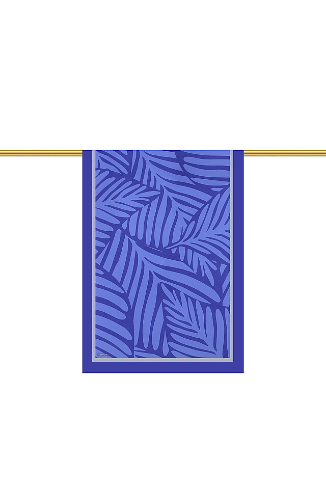 Blue Crop Pattern Twill Silk Scarf - 2