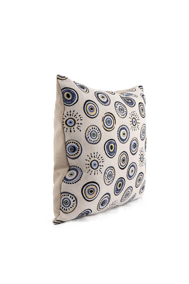 Blue Evil Eye Bead Pattern Tapestry Throw Pillow - 2