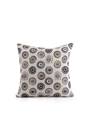 Blue Evil Eye Bead Pattern Tapestry Throw Pillow 