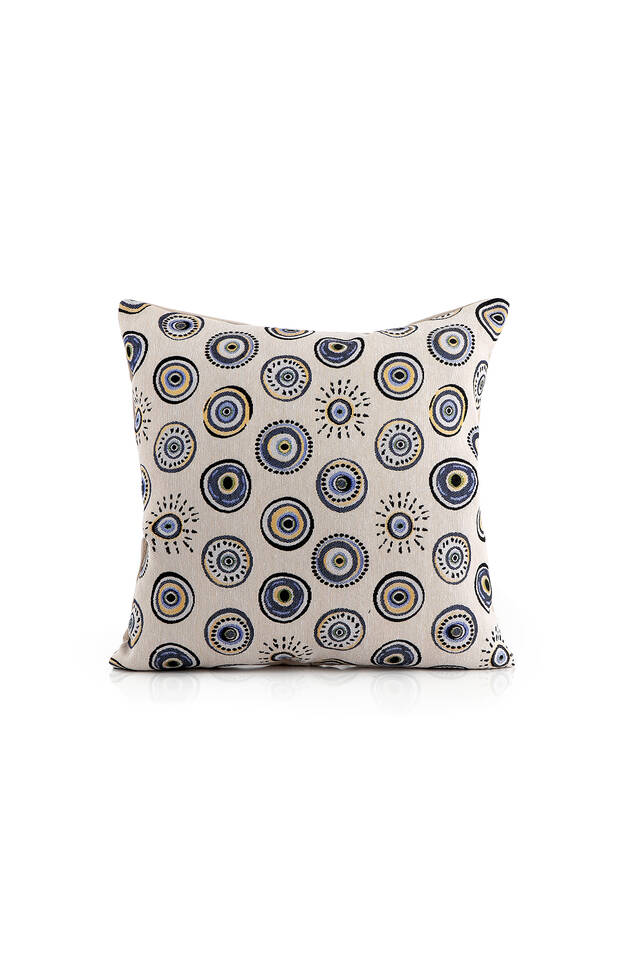 Blue Evil Eye Bead Pattern Tapestry Throw Pillow 