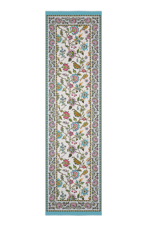 Blue Lily Pattern Voile Silk Foulard - 4