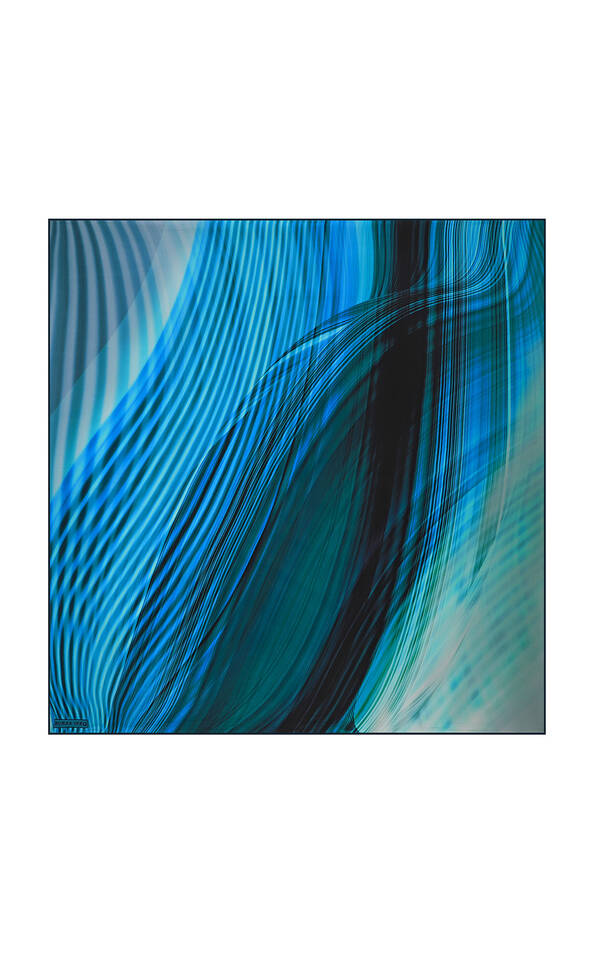 Blue Rainbow Pattern Sura Silk Square Scarf - 2