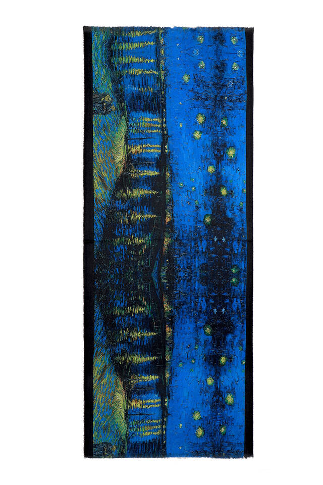 Blue Starry Nights Pattern Winter Shawl - 4