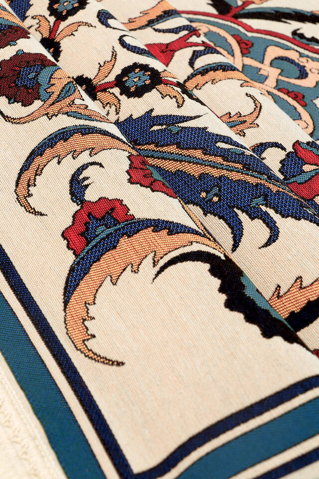 Blue Tile Pattern Tapestry Prayer Rug - 3