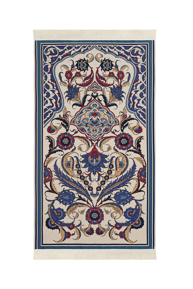 Blue Tile Pattern Tapestry Prayer Rug 