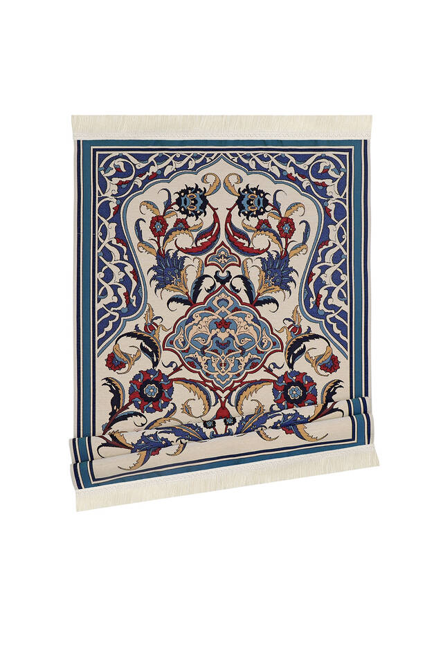 Blue Tile Pattern Tapestry Prayer Rug - 4