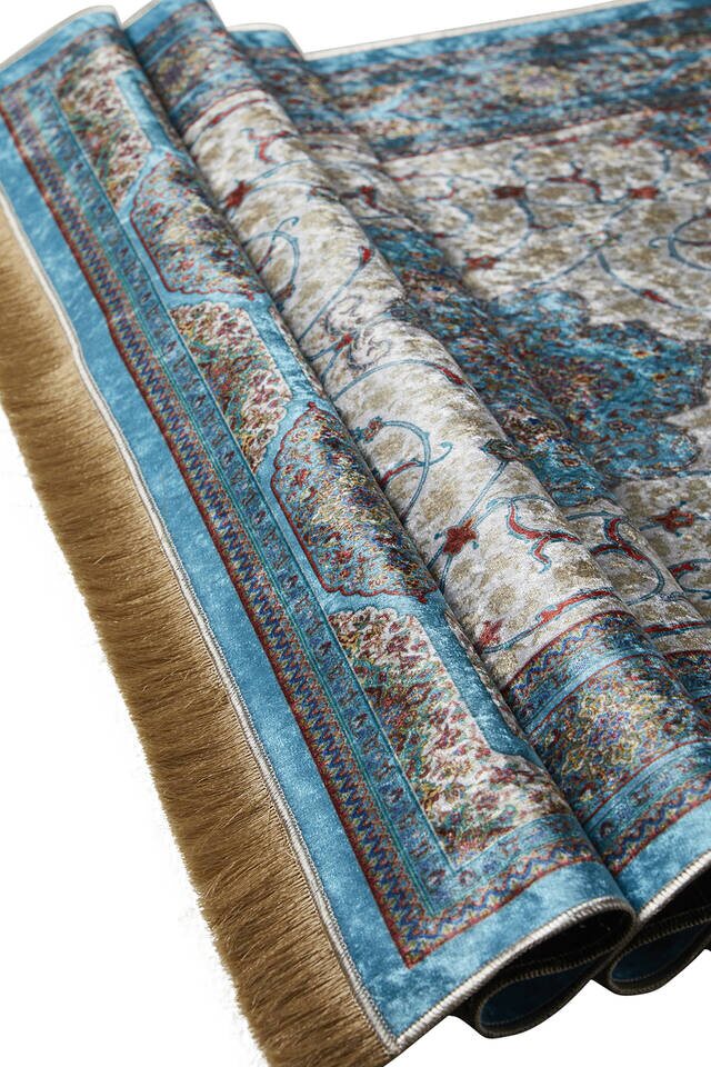 Blue Velvet Carpet Prayer Rug - 3