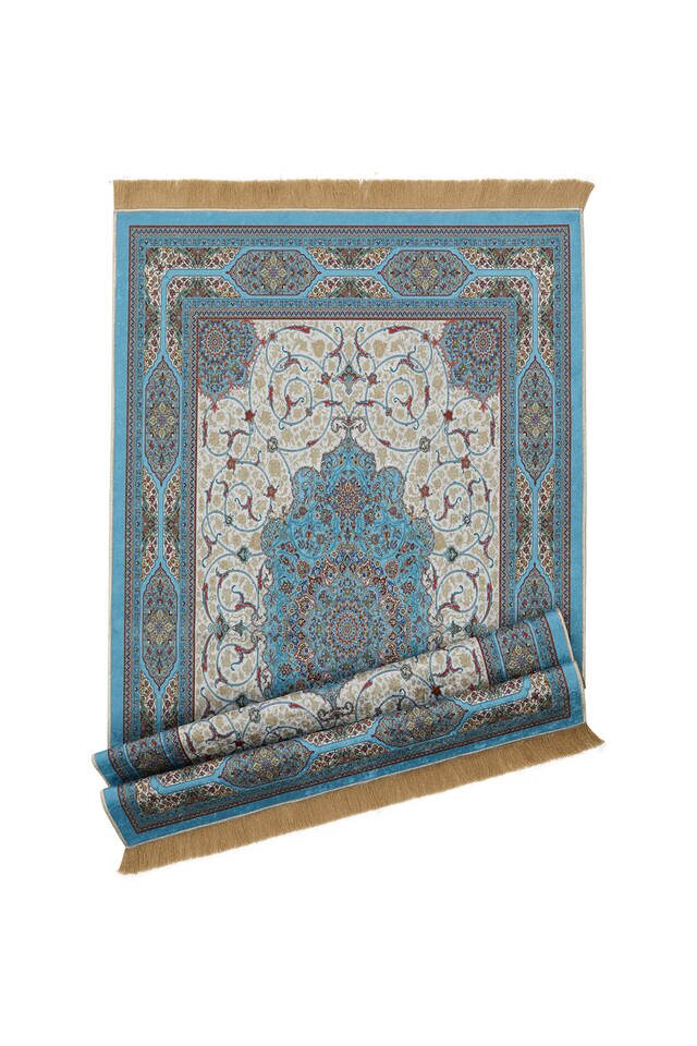 Blue Velvet Carpet Prayer Rug - 4