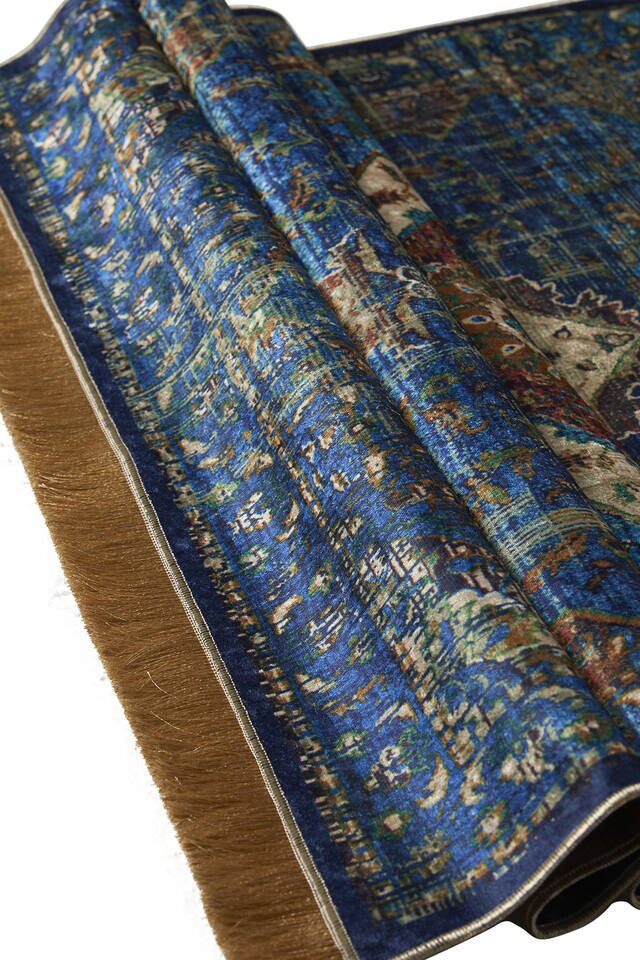 Blue Velvet Carpet Prayer Rug - 3