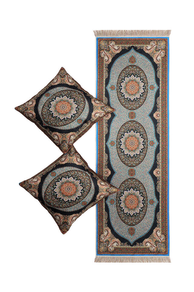 Blue Velvet Runner Set - Bursa İpek