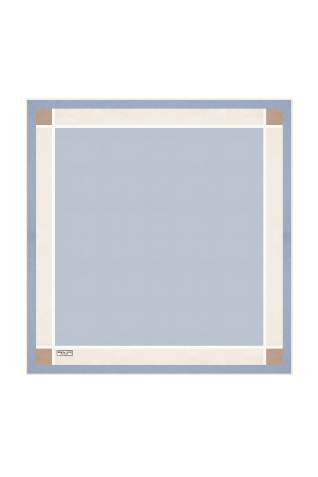 Blue Wide Border Plain Silk Pocket Square - Bursa İpek