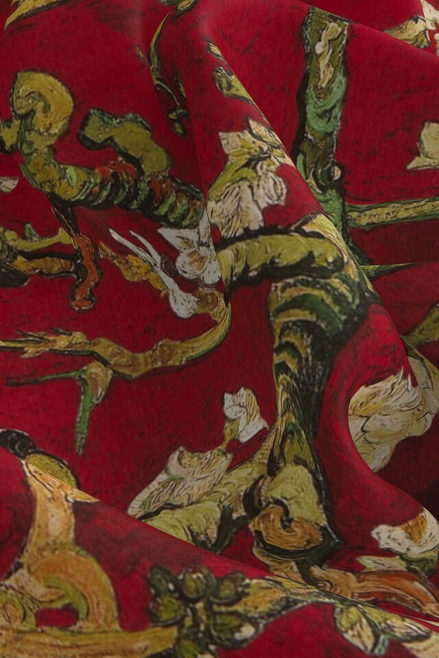 Bordo Badem Çiçeği İpek Mendil - 3