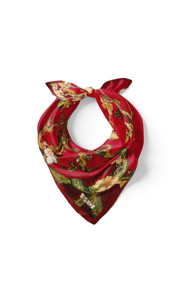 Bordo Badem Çiçeği İpek Mendil - 2