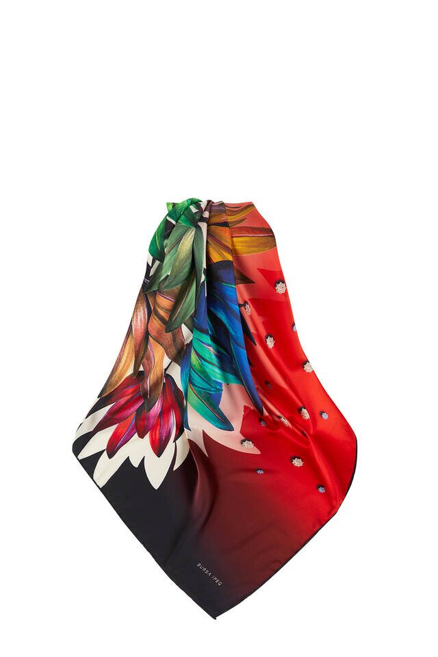 Bordo Pırlanta Desen İpeksi Eşarp - 3