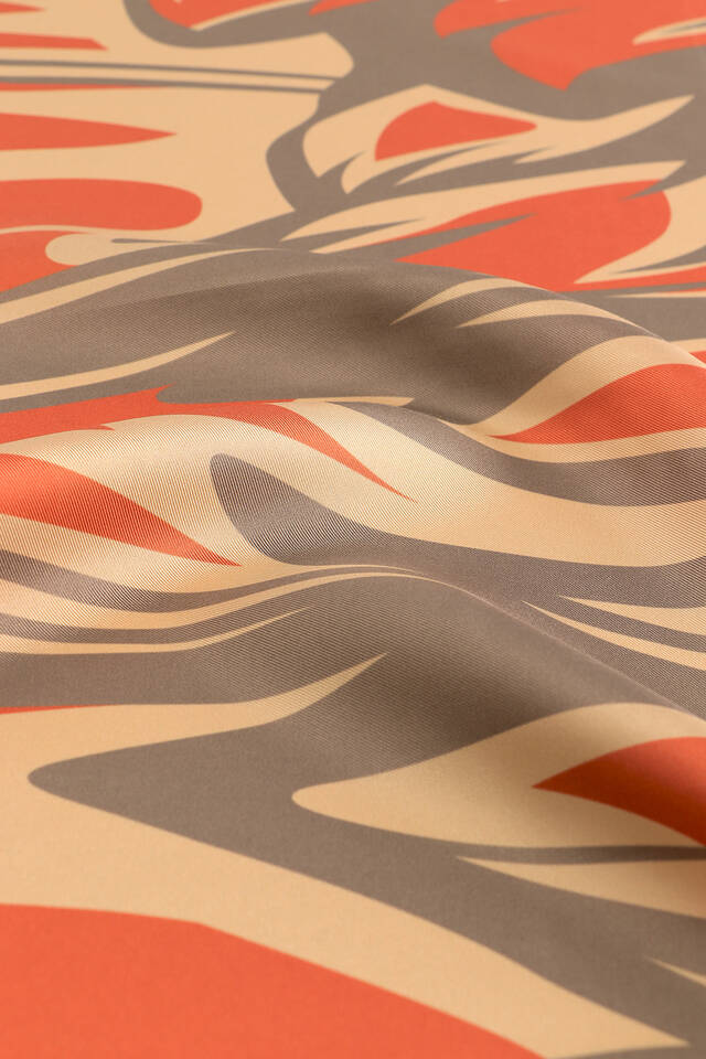 Bronze Nilsu Pattern Twill Silk Square Scarf - 3