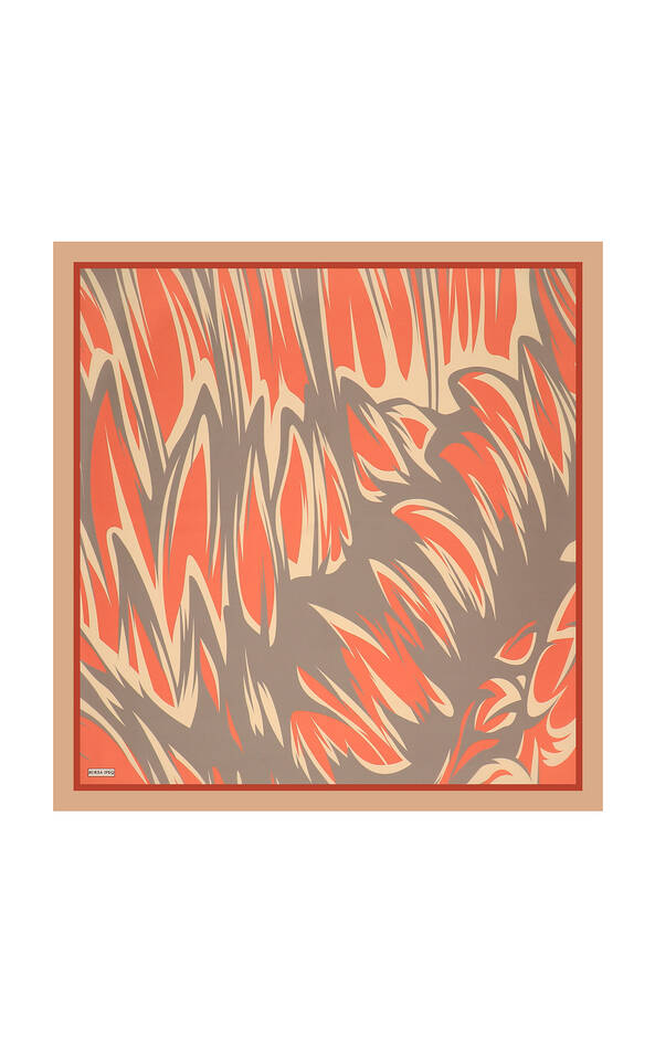 Bronze Nilsu Pattern Twill Silk Square Scarf - 2