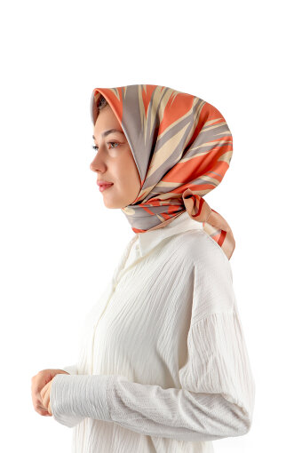 Bronze Nilsu Pattern Twill Silk Square Scarf 