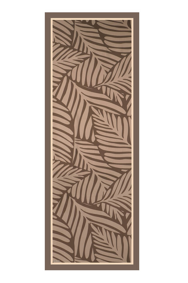 Brown Crop Pattern Twill Silk Scarf - 4