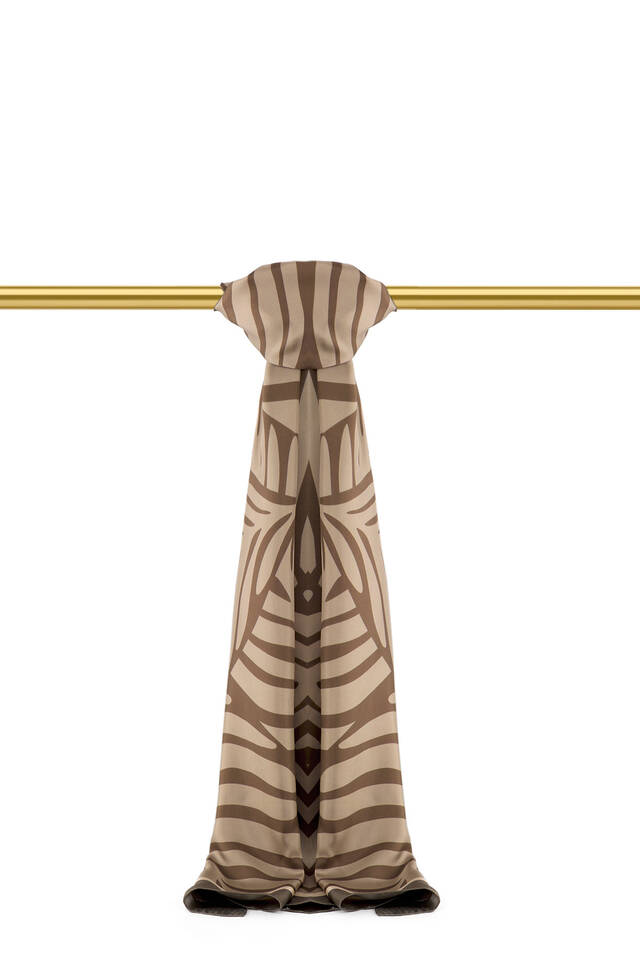 Brown Crop Pattern Twill Silk Scarf - 1