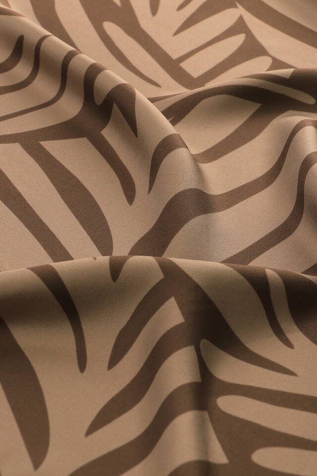 Brown Crop Pattern Twill Silk Scarf - 5