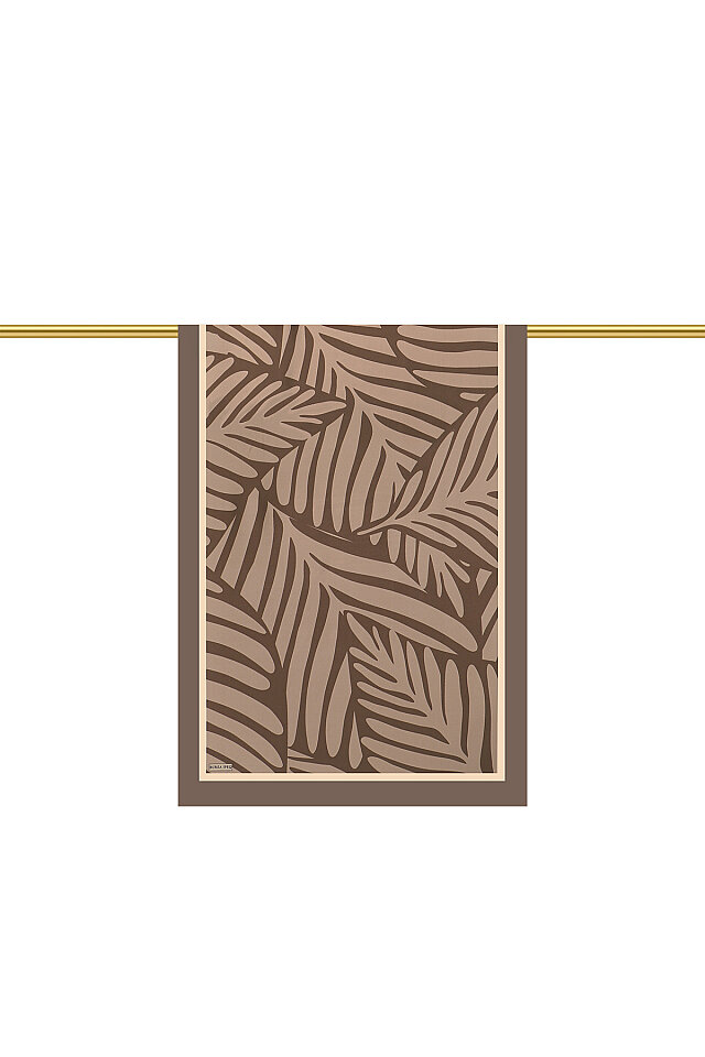 Brown Crop Pattern Twill Silk Scarf - 2