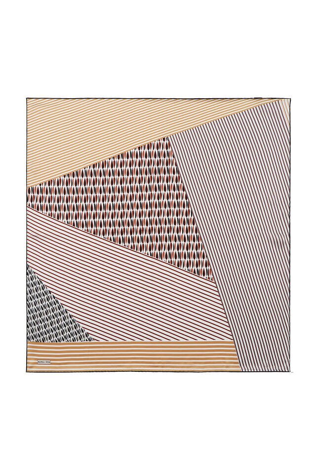 Brown Drop Sura Silk Square Scarf - 2