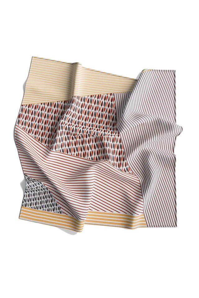Brown Drop Sura Silk Square Scarf - 4