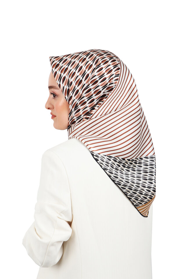 Brown Drop Sura Silk Square Scarf 