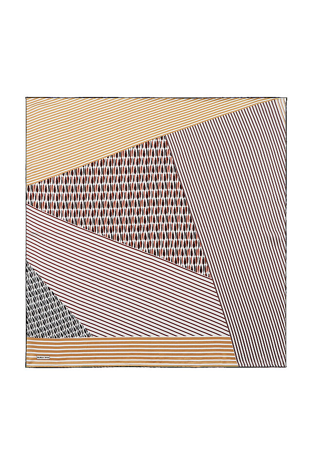 Brown Drop Sura Silk Square Scarf 