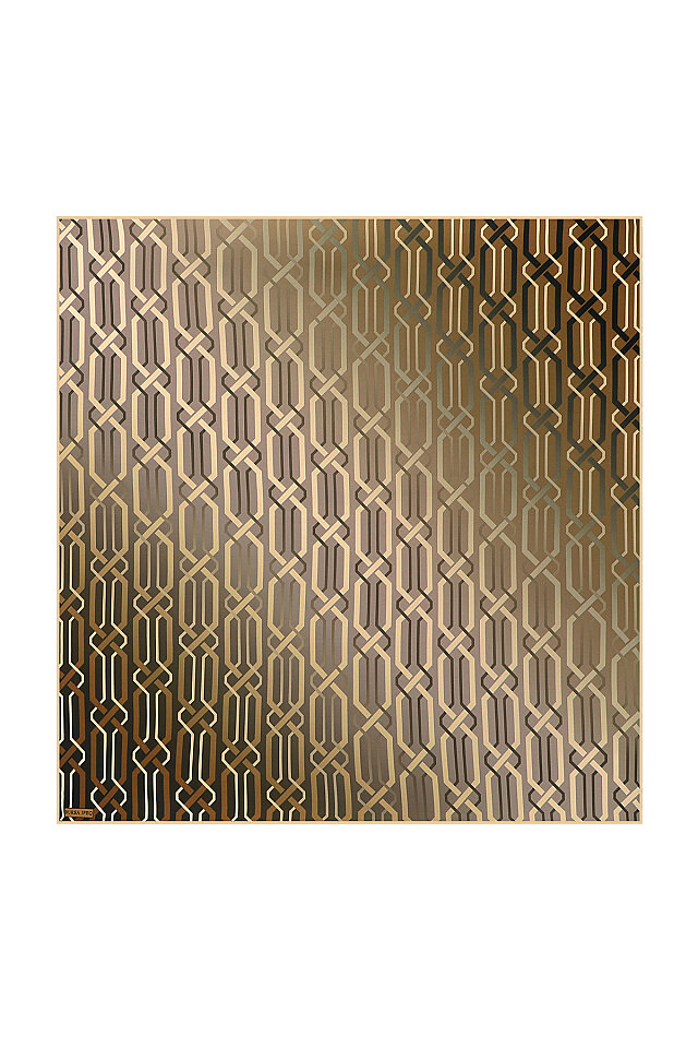 Brown Knitted Pattern Sura Silk Square Scarf - Bursa İpek