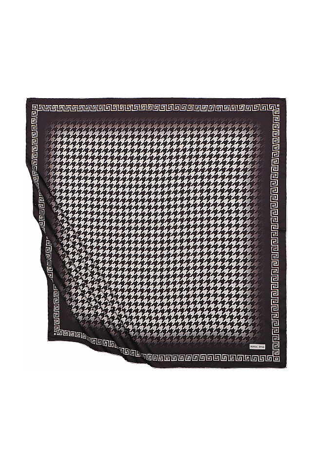 Brown Mink Crowbar Silk Square Scarf - Bursa İpek