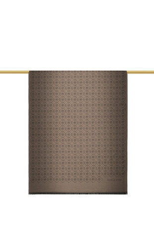 Brown Monogram Pattern Jacquard Silk Scarf 