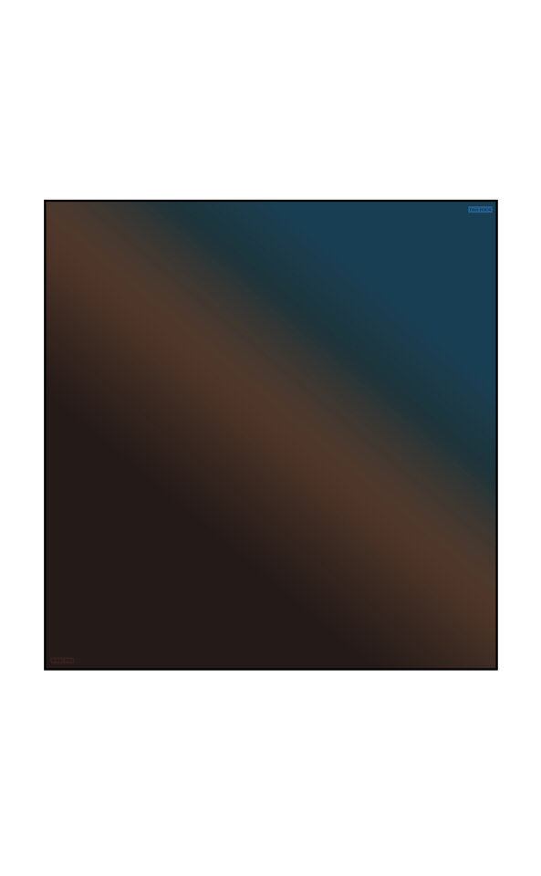 Brown Petrol Blue Gradient Twill Silk Square Scarf 