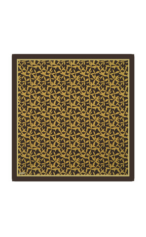Brown Pia Pattern Sura Silk Square Scarf 