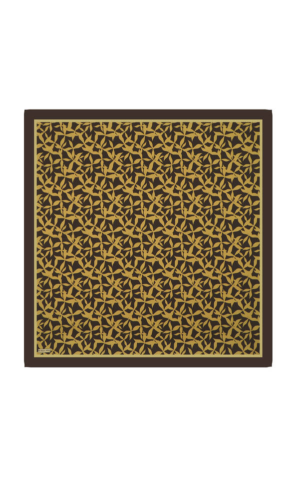 Brown Pia Pattern Sura Silk Square Scarf 
