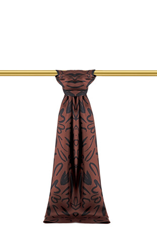 Brown Spring Pattern Twill Silk Scarf 