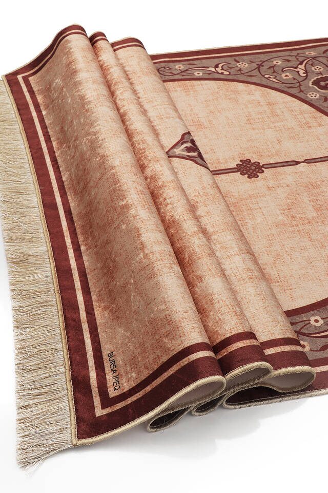 Brown Velvet Carpet Prayer Rug - 3