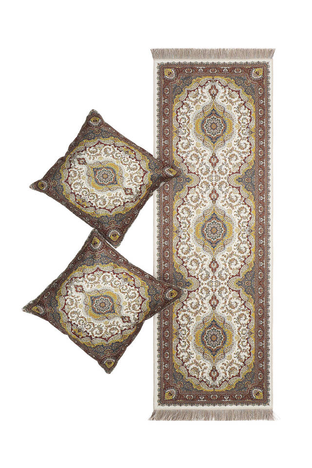 Brown Velvet Runner Set - Bursa İpek