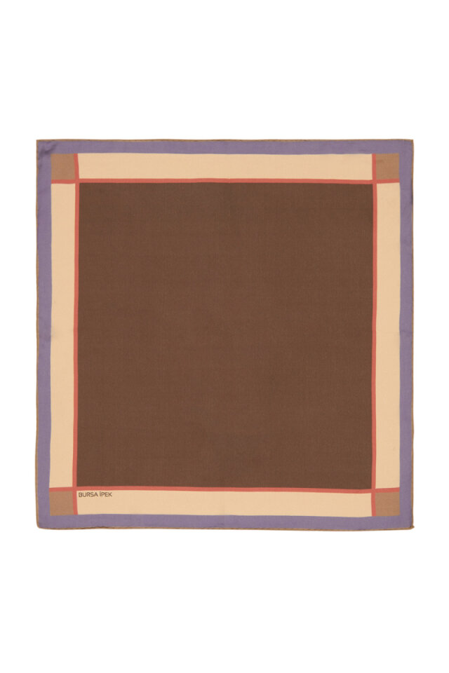 Brown Wide Border Plain Silk Pocket Square - Bursa İpek