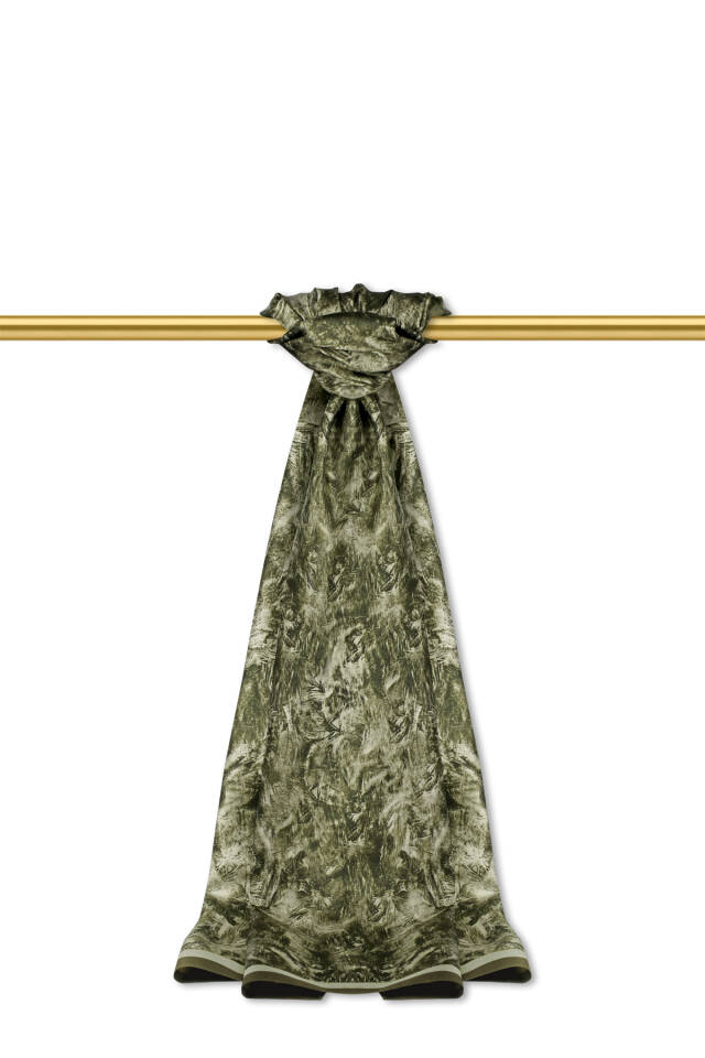 Grass Green Brush Pattern Twill Silk Shawl 